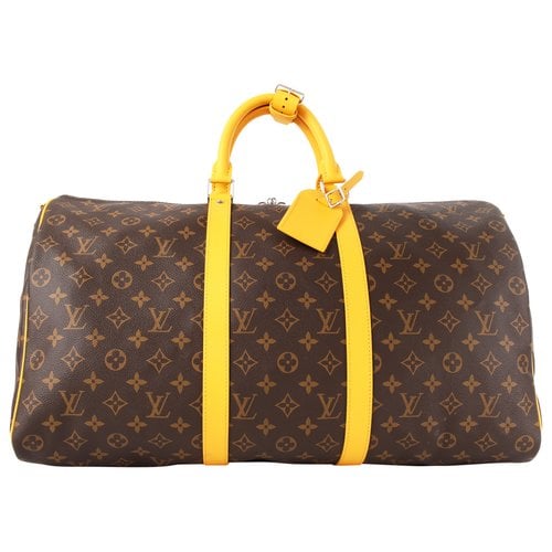 Pre-owned Louis Vuitton Keepall Cloth 24h Bag In Brown