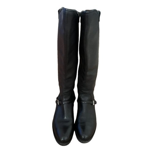 Pre-owned Ermanno Scervino Leather Riding Boots In Black