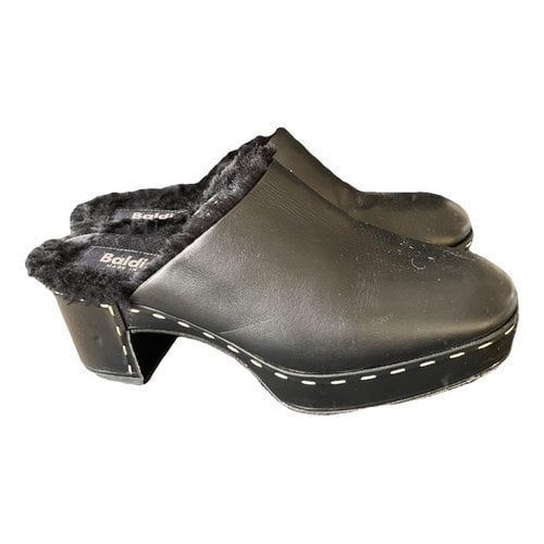 Pre-owned Baldinini Leather Mules & Clogs In Black
