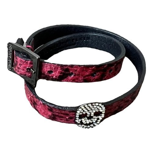 Pre-owned Philipp Plein Leather Bracelet In Red