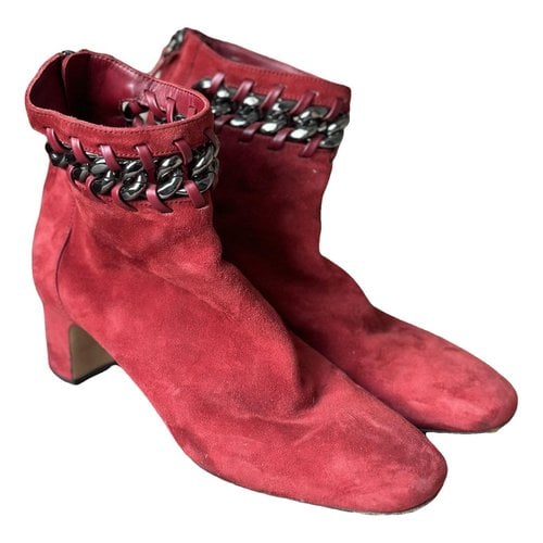 Pre-owned Valentino Garavani Western Boots In Red