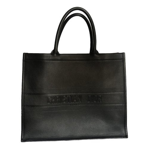 Pre-owned Dior Book Tote Leather Tote In Black