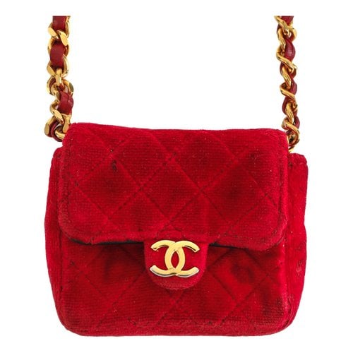 Pre-owned Chanel Timeless/classique Velvet Mini Bag In Red