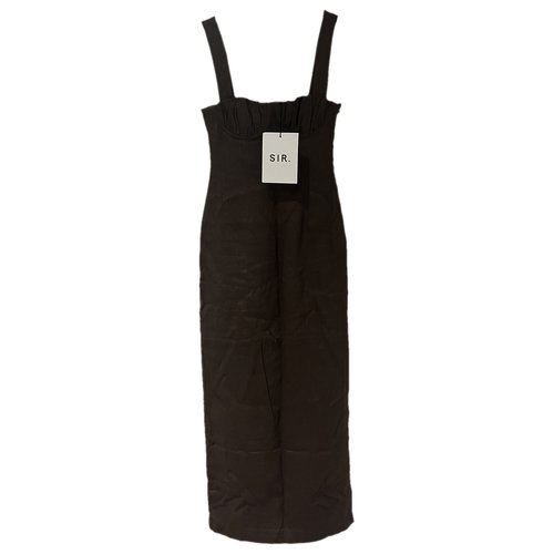 Pre-owned Sir Linen Mid-length Dress In Brown