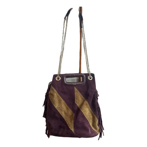 Pre-owned Maje Sac M Leather Handbag In Purple