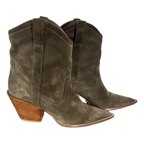 Pre-owned Dorothee Schumacher Western Boots In Khaki