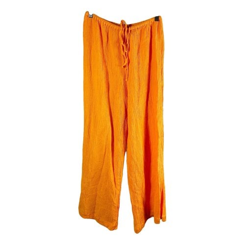 Pre-owned Faithfull The Brand Linen Trousers In Orange