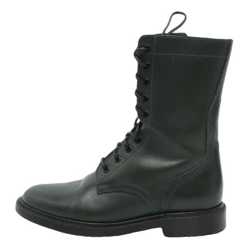 Pre-owned Celine Leather Boots In Green