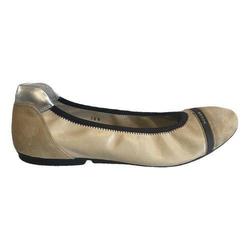 Pre-owned Hogan Leather Ballet Flats In Beige