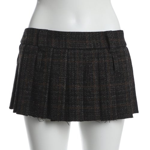 Pre-owned Miu Miu Wool Mini Skirt In Brown