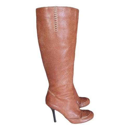 Pre-owned Emanuel Ungaro Leather Riding Boots In Camel