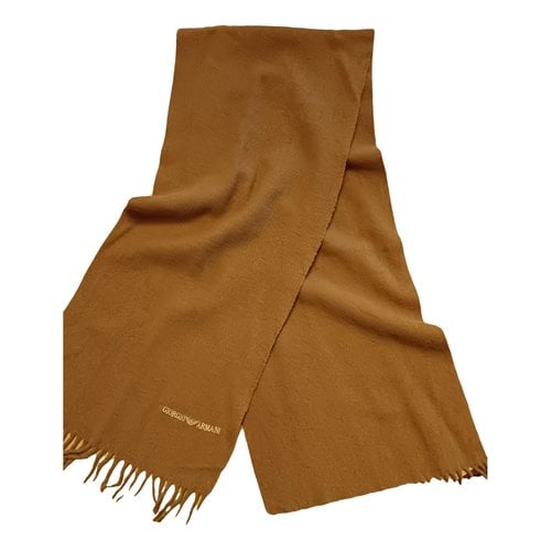 Pre-owned Giorgio Armani Wool Scarf & Pocket Square In Camel