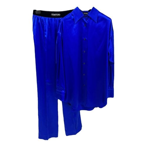 Pre-owned Tom Ford Silk Straight Pants In Blue