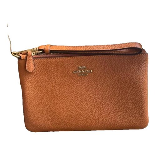 Pre-owned Coach Leather Clutch Bag In Orange