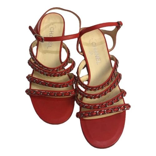 Pre-owned Chanel Leather Sandal In Orange