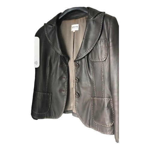 Pre-owned Armani Collezioni Leather Short Vest In Brown