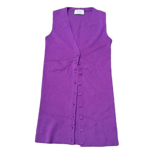 Pre-owned Prada Wool Cardi Coat In Purple