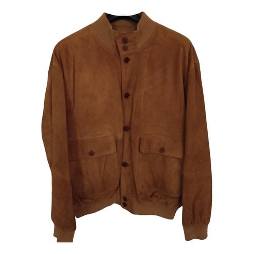 Pre-owned Moreschi Leather Jacket In Camel