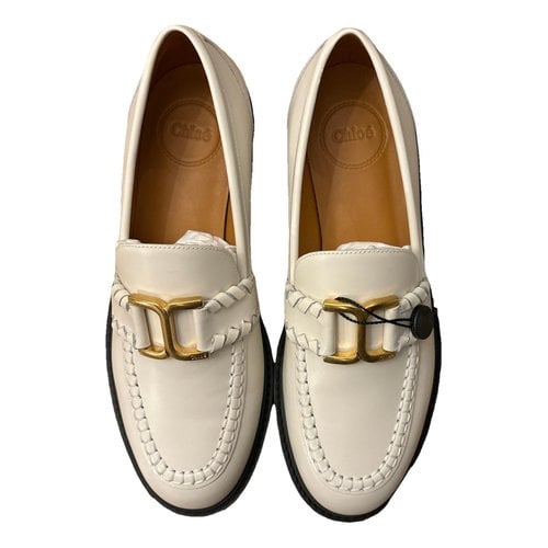 Pre-owned Chloé Marcie Leather Flats In White