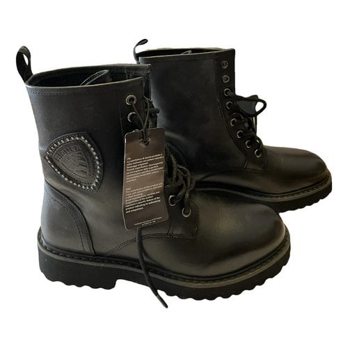 Pre-owned Blauer Leather Biker Boots In Black