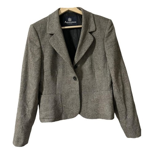 Pre-owned Aquascutum Wool Trench Coat In Grey
