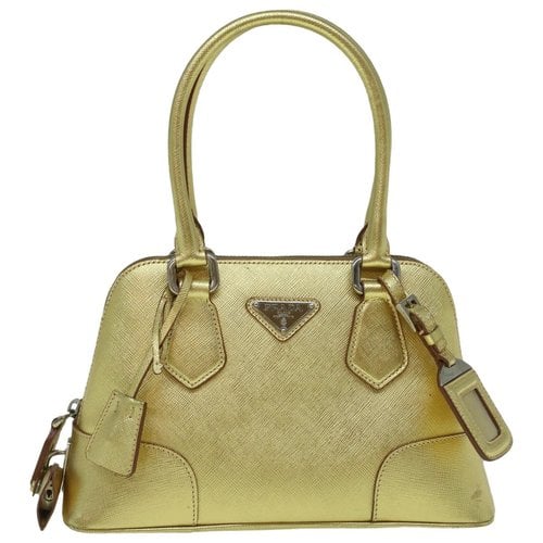 Pre-owned Prada Saffiano Leather Handbag In Gold