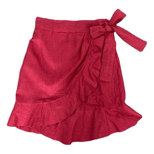 Pre-owned Isabel Marant Étoile Linen Mini Skirt In Red
