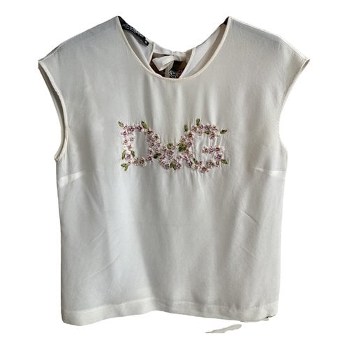 Pre-owned Dolce & Gabbana Silk Top In White