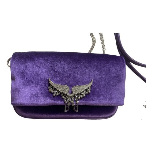 Pre-owned Zadig & Voltaire Rock Velvet Clutch Bag In Purple