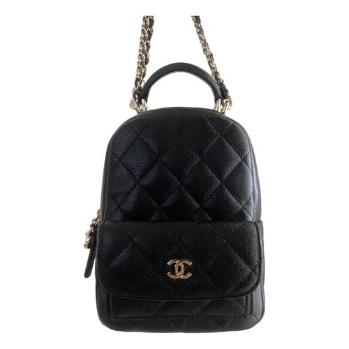 Pre-owned Chanel Leather Backpack In Black