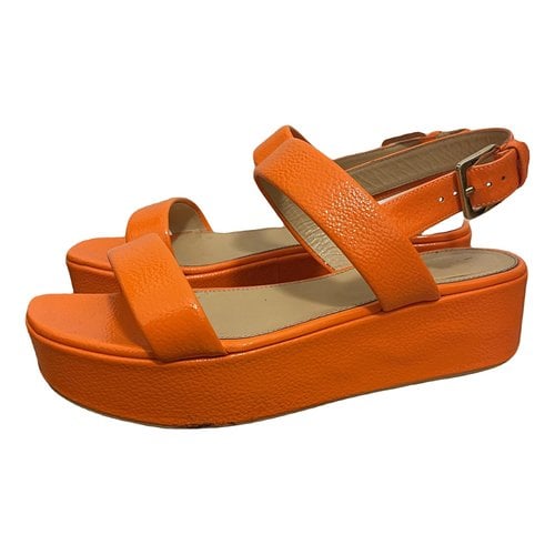 Pre-owned Sergio Rossi Patent Leather Sandals In Orange