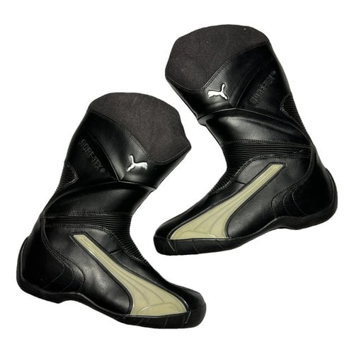 Pre-owned Puma Leather Biker Boots In Black