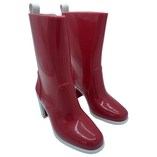 Pre-owned Christian Louboutin Wellington Boots In Red