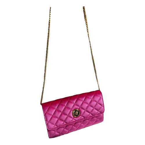 Pre-owned Versace La Medusa Velvet Clutch Bag In Pink