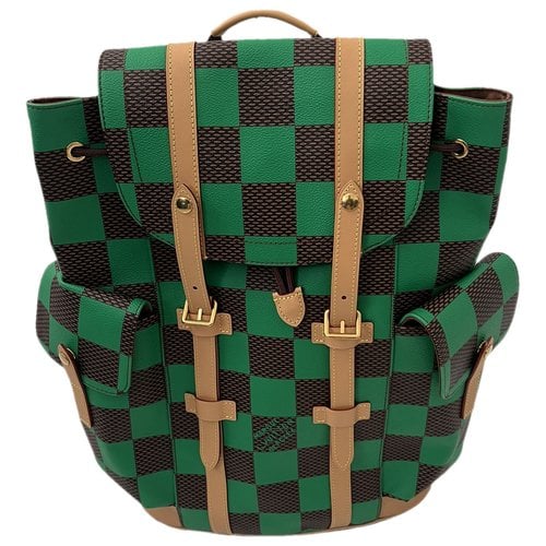 Pre-owned Louis Vuitton Christopher Backpack Cloth Bag In Green