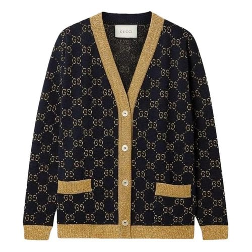 Pre-owned Gucci Wool Cardigan In Navy