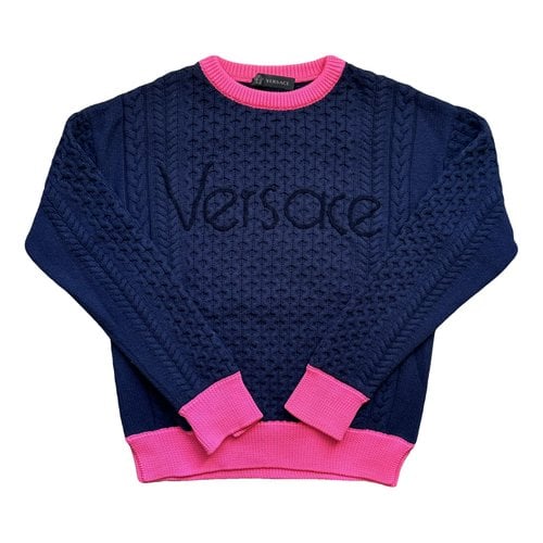 Pre-owned Versace Pull In Navy