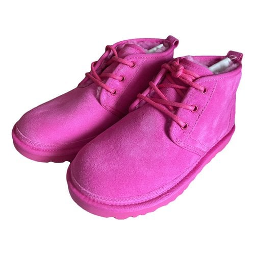 Pre-owned Ugg Leather Snow Boots In Pink