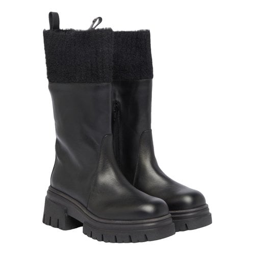 Pre-owned Manila Grace Leather Boots In Black