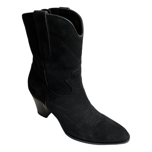 Pre-owned Celine Western Boots In Black