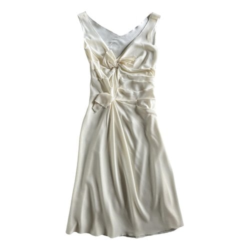 Pre-owned Prada Silk Mid-length Dress In White