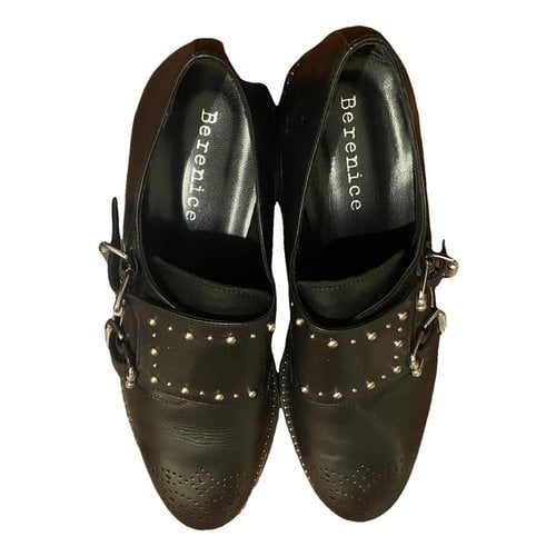 Pre-owned Berenice Leather Lace Ups In Black