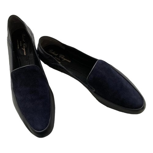 Pre-owned Robert Clergerie Leather Flats In Navy