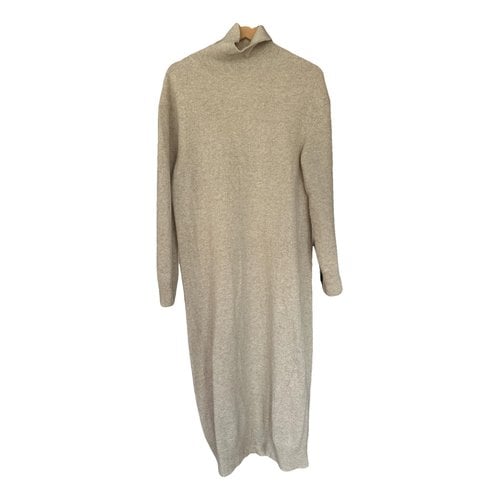 Pre-owned Loreak Mendian Wool Mid-length Dress In Beige