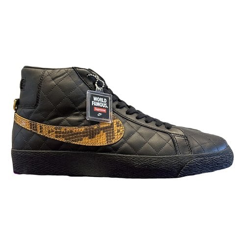 Pre-owned Supreme Leather High Trainers In Black