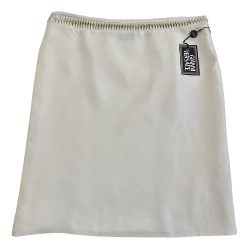 Pre-owned Versace Silk Mid-length Skirt In White