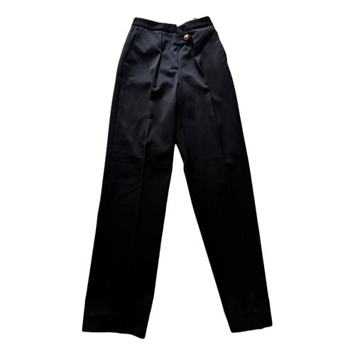 Pre-owned Alexis Mabille Wool Straight Pants In Black