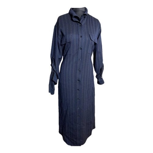 Pre-owned Sies Marjan Wool Mid-length Dress In Blue