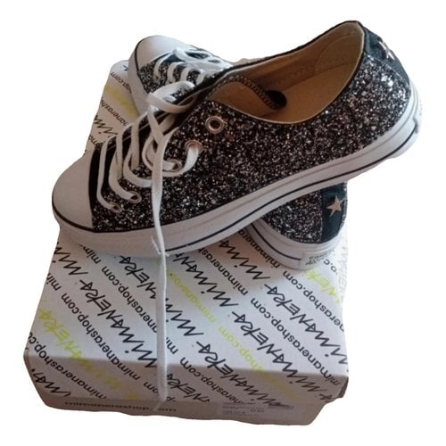 Pre-owned Converse Glitter Trainers In Black