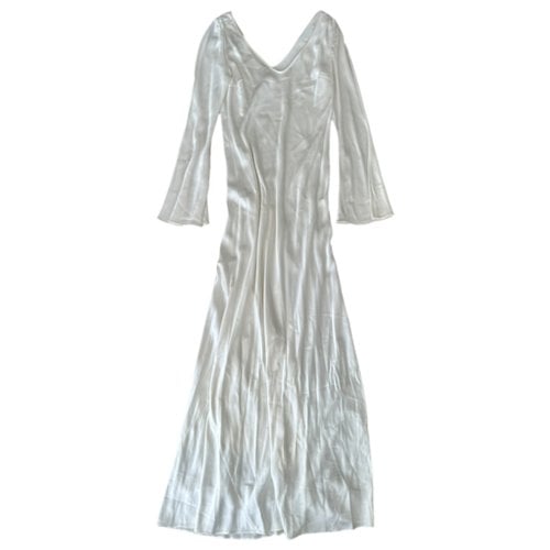 Pre-owned Galvan Silk Maxi Dress In White